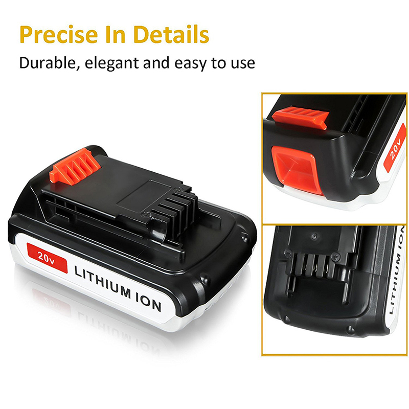 블랙 \u0026 데커 LB20, LBX20, LBX4020, LB2X4020 용 Li-ion 2000mAh 20V 교체 용 무선 배터리